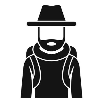 Bearded explorer wearing backpack and hat is ready for adventure Stock Illustration