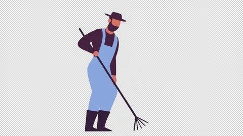 Bearded Farmer Raking the Field Stock Footage 323492378