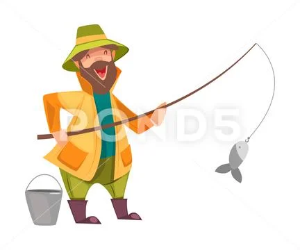 Fishing Man Vector Art & Graphics