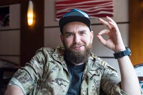 A bearded guy. The guy shows ok. Stock Photos