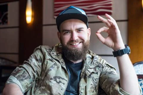 A bearded guy. The guy shows ok. Stock Photos