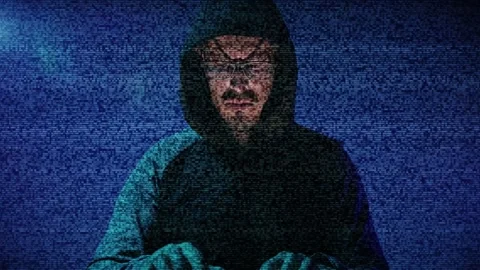 Bearded hacker man typing on the computer. Stock Footage 142991867