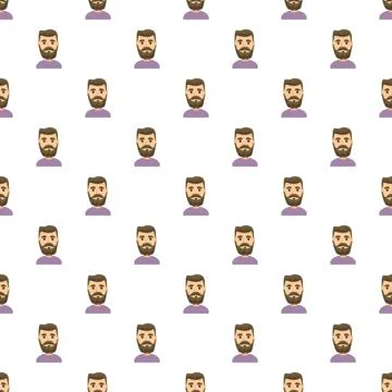 Bearded hipster male avatar pattern on white Stock Illustration