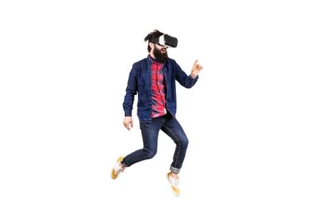 Bearded hipster in VR Stock Photos