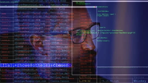 Bearded IT Guy in Glasses Programming in a Dark Room. Innovative Software Stock Footage 300310842