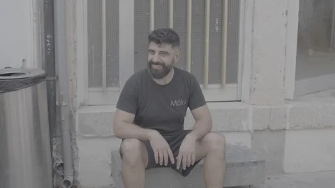 A bearded local man in Paphos, Cyprus Stock Footage 344056667