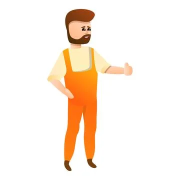 Bearded locksmith icon, cartoon style Stock Illustration