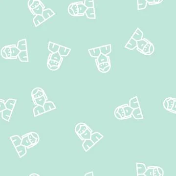 Bearded madam line vector seamless pattern Illustrazione stock