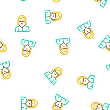 Bearded madam vector seamless pattern Illustrazione stock
