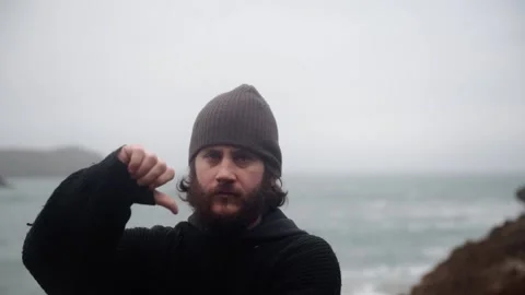 Bearded man with an angry gesture, Stock Footage 146708576