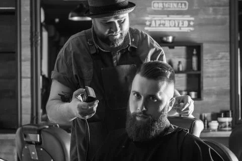 Bearded Man In Barbershop Stock Photos