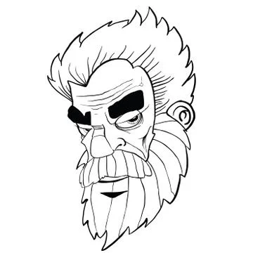 Bearded man black Stock Illustration