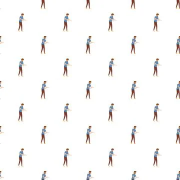 Bearded man character seamless vector pattern illustration Stock Illustration