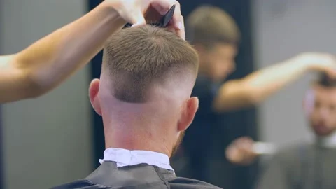 Bearded man cut with scissors Stock Footage 141112570