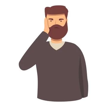 Bearded man dental problem icon cartoon vector. Injury caries Stock Illustration