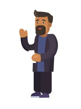 Bearded Man Dressed Casually Vector Illustration Ilustración de archivo