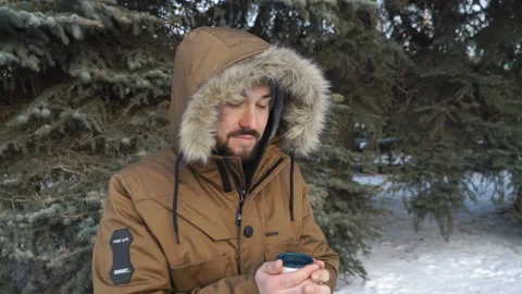Bearded man is drinking tea Stock Footage 86368872
