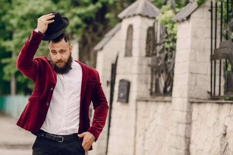 Bearded man with e-cigarette Stock Photos