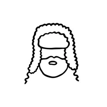 Bearded man in ear-flap doodle icon, vector illustration Stock Illustration