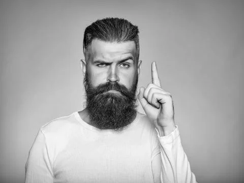 Bearded man with gesture Stock Photos