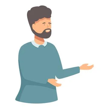 Bearded man is gesturing with his hand as if he is presenting something Stock Illustration