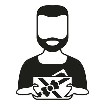 Bearded man giving wrapped gift box present Stock Illustration