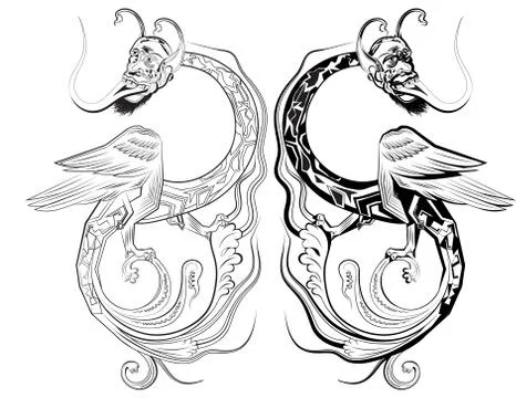 Bearded man griffin Stock Illustration