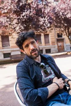 Bearded man having a conversation Stock Photos
