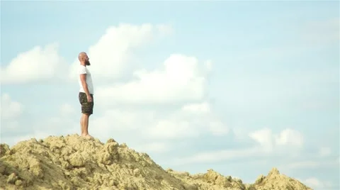 Bearded Man On A Hilltop Stock Footage 61476649