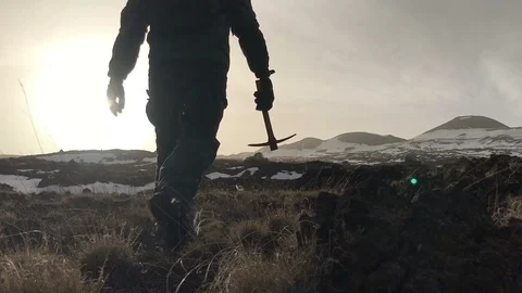 Bearded Man lost in the mountain Stock-Footage 87196160