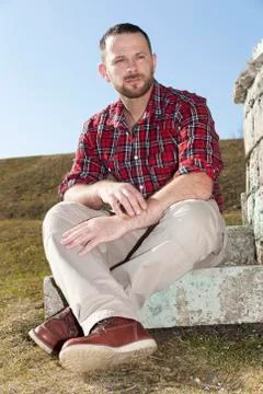 Bearded man low perspective Stock Photos