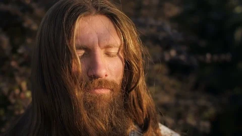 Bearded Man in Meditation Stock Footage 81742021