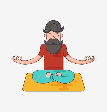 Bearded man in meditation Stock Illustration