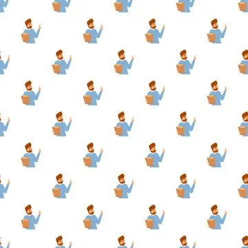Bearded man pointing up with clipboard pattern Stock Illustration