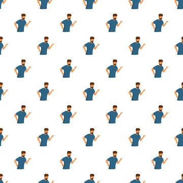 Bearded man pointing finger demonstrating product seamless pattern Stock Illustration