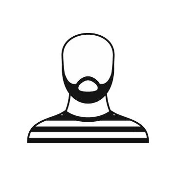 Bearded man in prison garb icon, simple style Stock Illustration