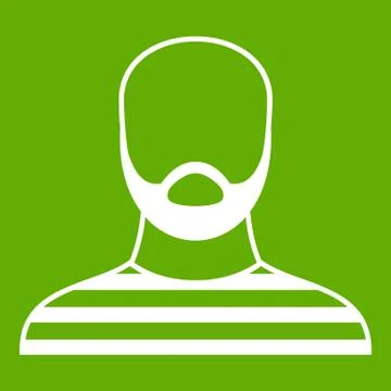 Bearded man in prison garb icon green Stock Illustration
