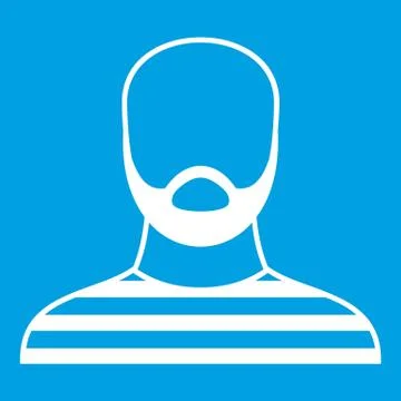 Bearded man in prison garb icon white Stock Illustration