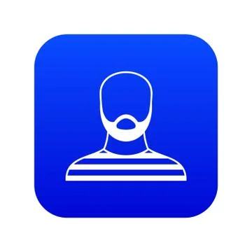 Bearded man in prison garb icon digital blue Stock Illustration