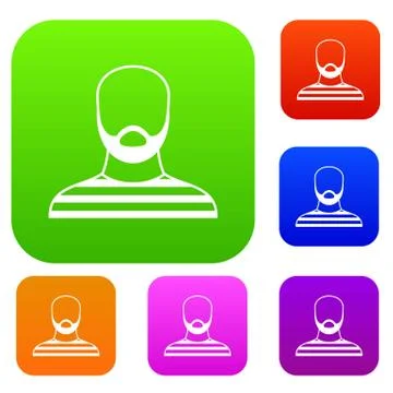 Bearded man in prison garb set collection Stock Illustration