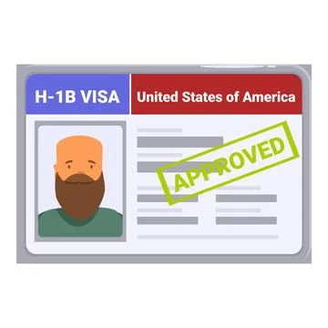 Bearded man receiving approved h 1b visa united states of america Stock Illustration