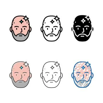 Bearded man with shaved head color icon vector range Stock Illustration