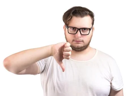 Bearded man showing thumb down Stock Photos