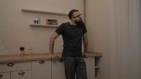 Bearded man with smartphone Video stock 104304488