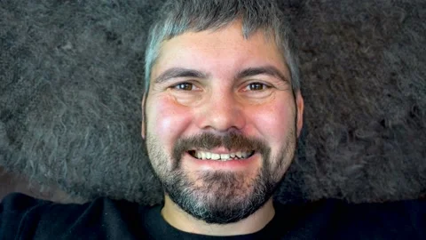 Bearded man smiling 4K Stock Footage 118676126