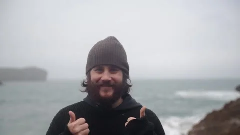 Bearded man smiling looking at camera Video stock 146708317