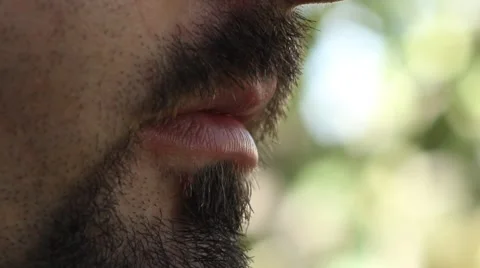 Bearded Man Smokes Stock Footage 46111004