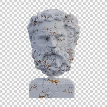 Bearded Man  statue, 3d renders, isolated, perfect for your design Stock Illustration