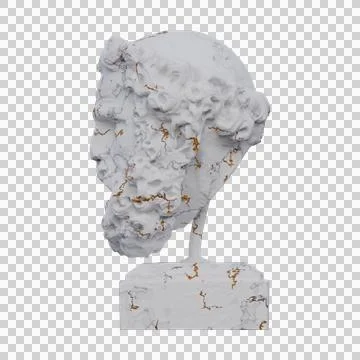Bearded Man  statue, 3d renders, isolated, perfect for your design Stock Illustration