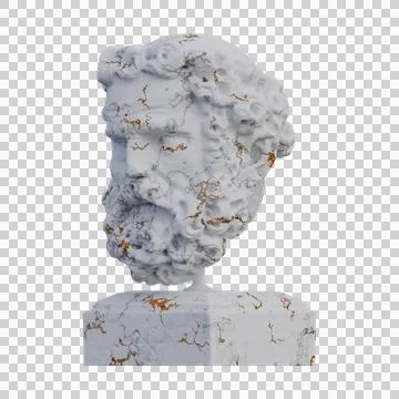 Bearded Man  statue, 3d renders, isolated, perfect for your design Stock Illustration